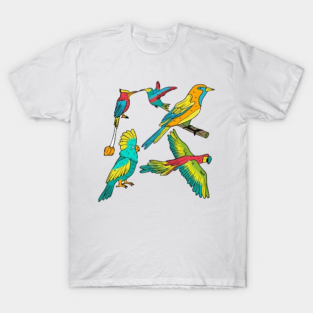 Exotic bird Colorful T-Shirt by Mako Design 